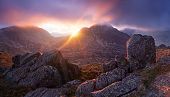 sunset towards glyder fach and tryfan