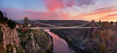 The Clifton Suspension Bridge spanning the Avon Gorge at sunset