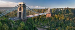 Sunlight on the Clifton Suspension Bridge in autumn