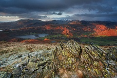 sunrise on Heron Pike int he Lake district overlooking Grasmere and Easdale