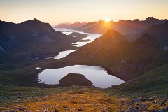 The sun rises over Selfjorden in Lofoten