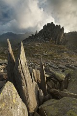 Castell y Gwynt in Snowdonia under a dramatic sky 