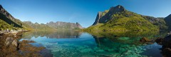 Azure waters of Forsfjorden in Lofoten