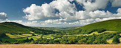 green summers day in Devon with Widecombe in the distance