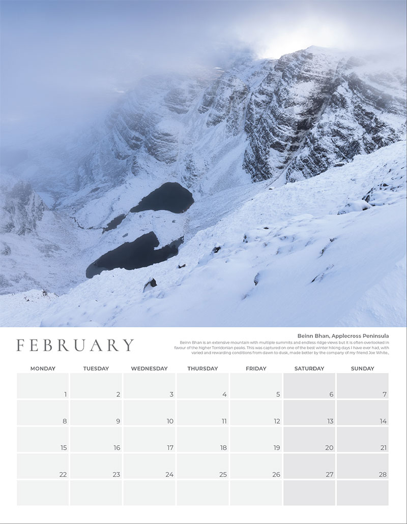 February page of Northwest Highlands Calendar