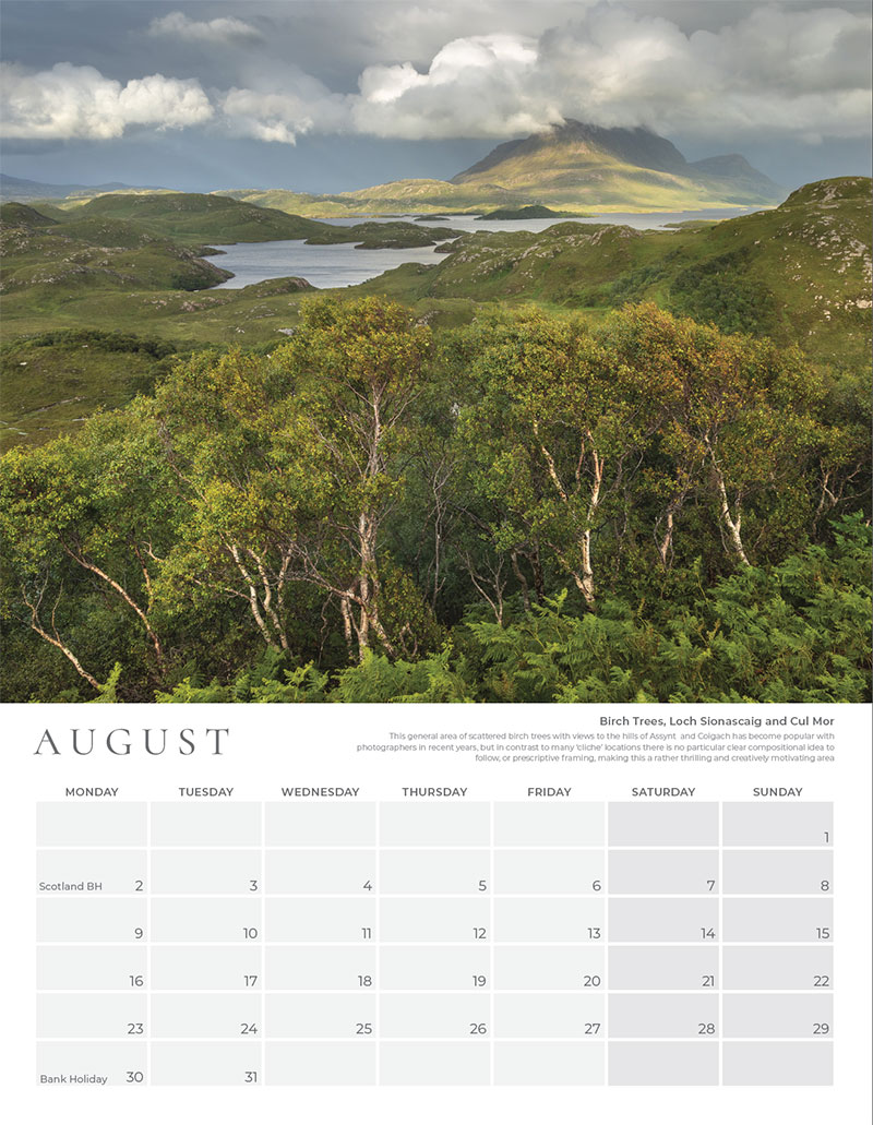 August page of Northwest Highlands Calendar
