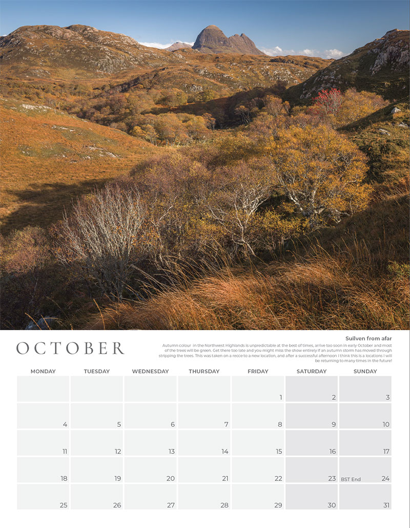 October page of Northwest Highlands Calendar